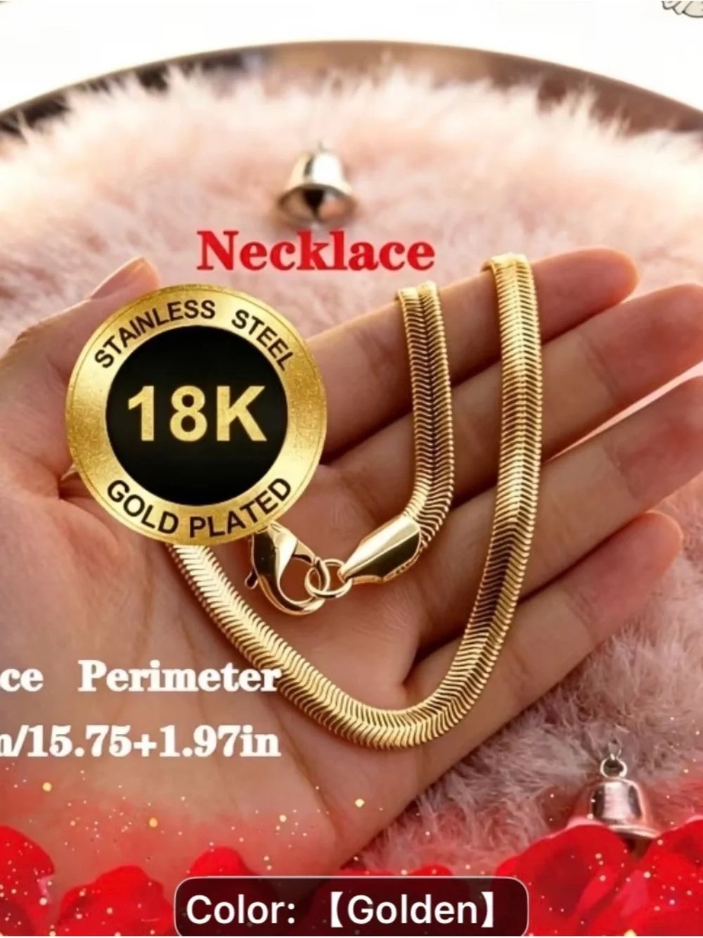 18K Gold-Plated Herringbone Necklace-Durable Hypooallergenic/Unique Beach